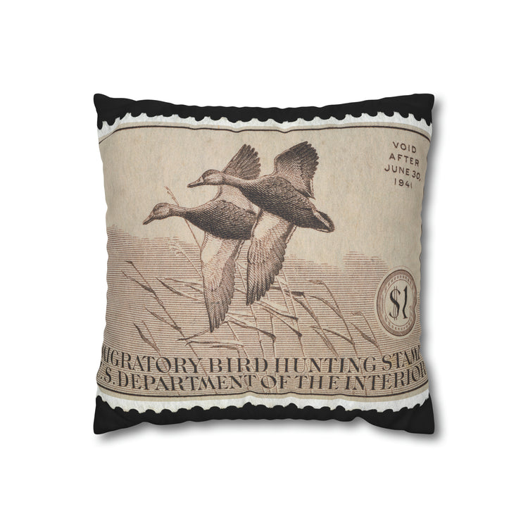 Official 1940-1941 Federal Duck Stamp - Zippered Pillow Cover