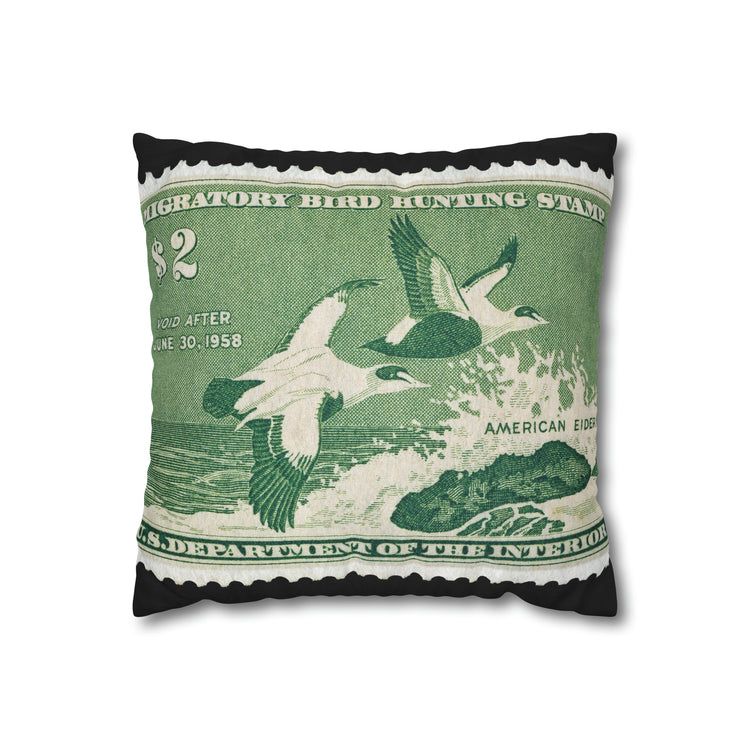 Official 1957-1958 Federal Duck Stamp - Zippered Pillow Cover