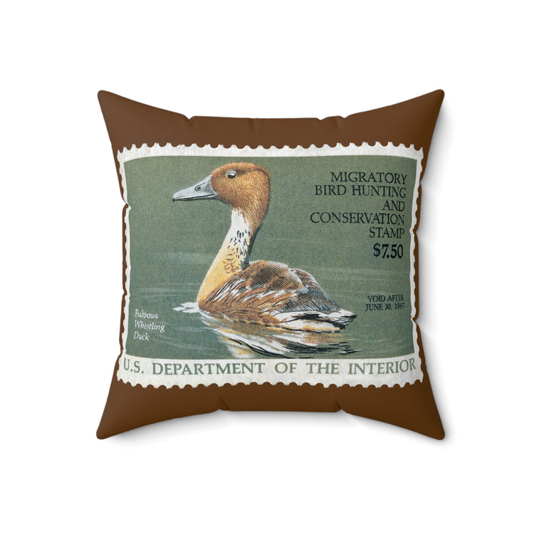 Official 1986-1987 Federal Duck Stamp - Brown Pillow