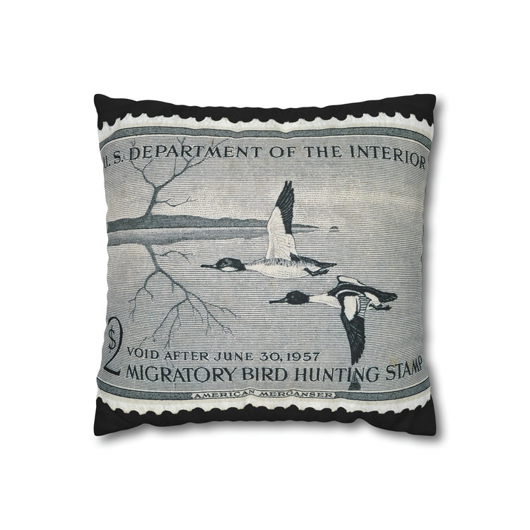Official 1956-1957 Federal Duck Stamp - Zippered Pillow Cover