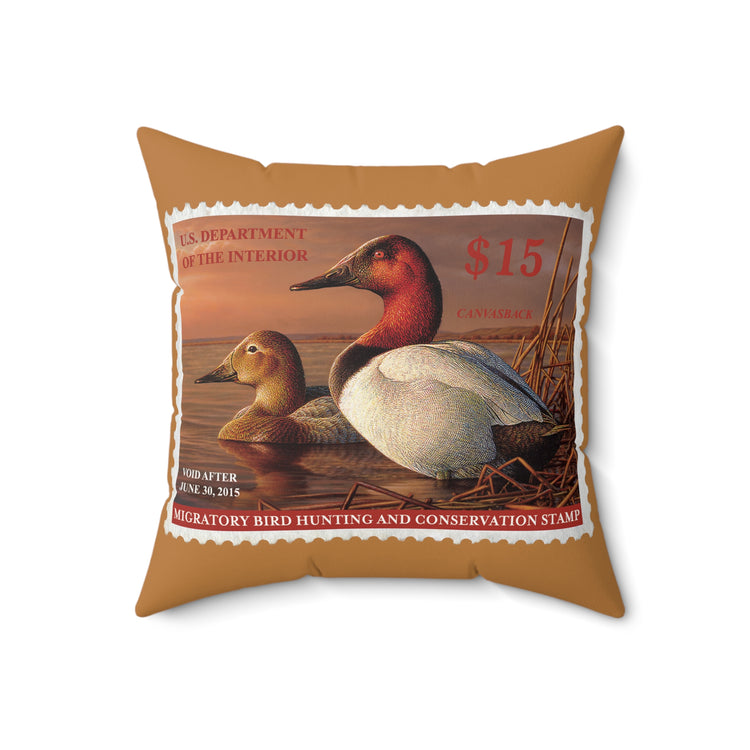 Official 2014-2015 Federal Duck Stamp - Light Brown Pillow