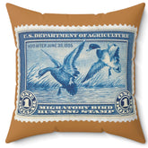 Official 1934-1935 Federal Duck Stamp - Light Brown Pillow