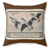 Official 1936-1937 Federal Duck Stamp - Brown Pillow