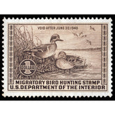 Official 1939 - 1940 Federal Duck Stamp-Metal Sign