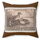 Official 1939-1940 Federal Duck Stamp - Brown Pillow