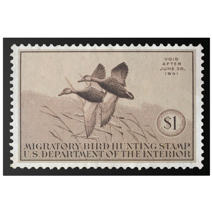 Official 1940 - 1941 Federal Duck Stamp - Canvas Sign