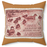 Official 1941-1942 Federal Duck Stamp - Light Brown Pillow