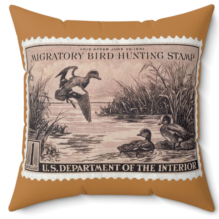 Official 1942-1943 Federal Duck Stamp - Light Brown Pillow