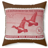 Official 1943-1944 Federal Duck Stamp - Brown Pillow