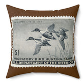 Official 1945-1946 Federal Duck Stamp - Brown Pillow