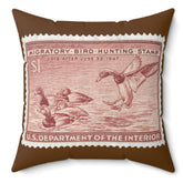 Official 1946-1947 Federal Duck Stamp - Brown Pillow
