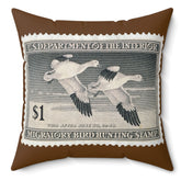 Official 1947-1948 Federal Duck Stamp - Brown Pillow