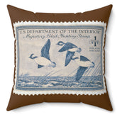 Official 1948-1949 Federal Duck Stamp - Brown Pillow