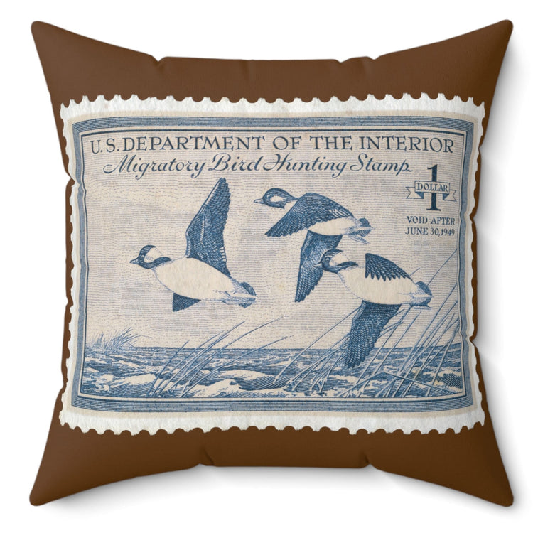 Official 1948-1949 Federal Duck Stamp - Brown Pillow