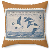 Official 1948-1949 Federal Duck Stamp - Light Brown Pillow