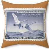 Official 1950-1951 Federal Duck Stamp - Light Brown Pillow