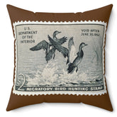 Official 1951-1952 Federal Duck Stamp - Brown Pillow