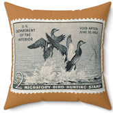 Official 1951-1952 Federal Duck Stamp - Light Brown Pillow