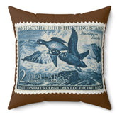 Official 1952-1953 Federal Duck Stamp - Brown Pillow