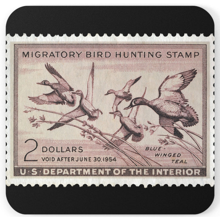 Official 1953-1954 Federal Duck Stamp - Cork Back Coaster