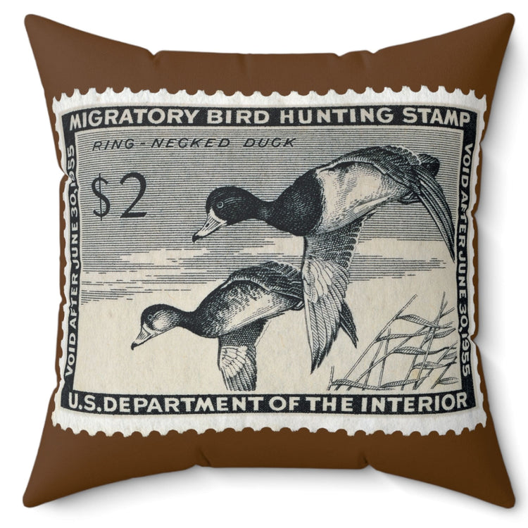 Official 1954-1955 Federal Duck Stamp - Brown Pillow