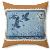 Official 1955-1956 Federal Duck Stamp - Light Brown Pillow