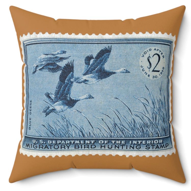 Official 1955-1956 Federal Duck Stamp - Light Brown Pillow
