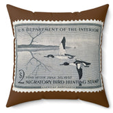 Official 1956-1957 Federal Duck Stamp - Brown Pillow