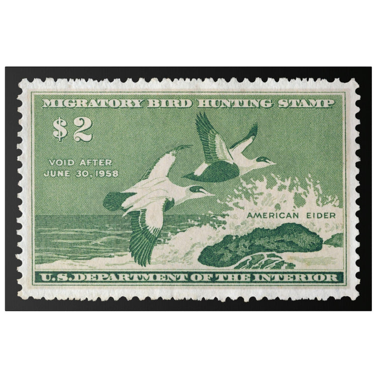 Official 1957 - 1958 Federal Duck Stamp - Canvas Sign