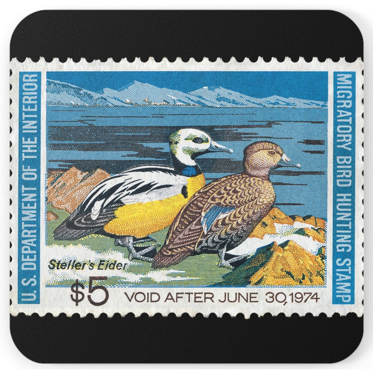 Official 1973-1974 Federal Duck Stamp - Cork Back Coaster