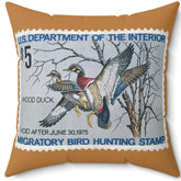 Official 1974-1975 Federal Duck Stamp - Light Brown Pillow
