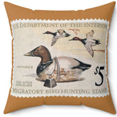 Official 1975-1976 Federal Duck Stamp - Light Brown Pillow
