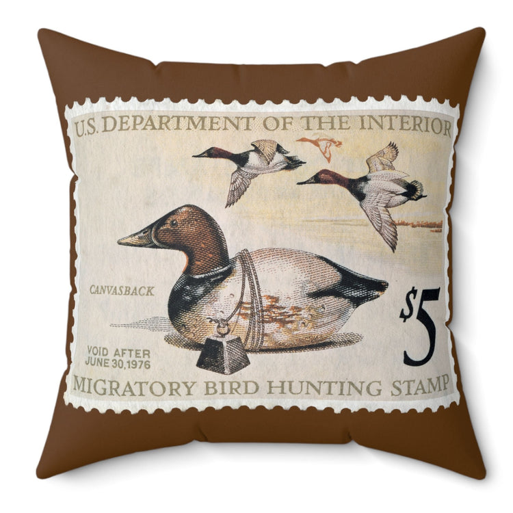 Official 1975-1976 Federal Duck Stamp - Brown Pillow