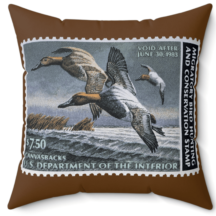 Official 1982-1983 Federal Duck Stamp - Brown Pillow
