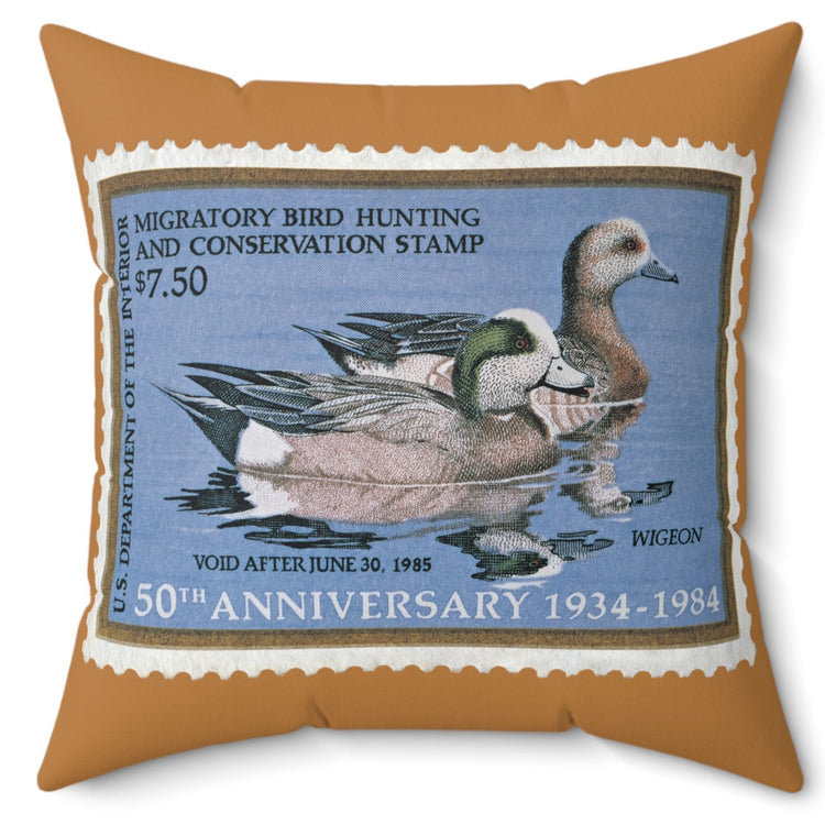 Official 1984-1985 Federal Duck Stamp - Light Brown Pillow