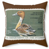 Official 1986-1987 Federal Duck Stamp - Brown Pillow