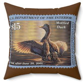 Official 2000-2001 Federal Duck Stamp - Square Brown Pillow