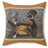 Official 2019-2020 Federal Duck Stamp - Light Brown Pillow