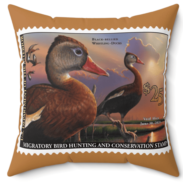 Official 2020-2021 Federal Duck Stamp - Light Brown Pillow