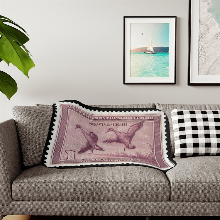 Official 1938-1939 Federal Duck Stamp - Sherpa Blanket