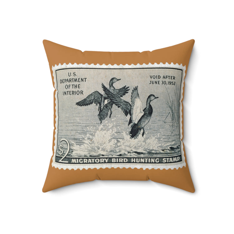 Official 1951-1952 Federal Duck Stamp - Light Brown Pillow