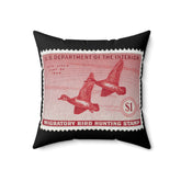 Official 1943-1944 Federal Duck Stamp - Square Black Pillow