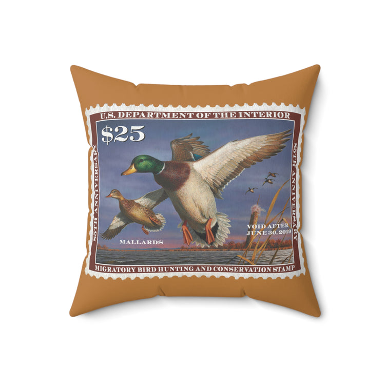 Official 2018-2019 Federal Duck Stamp - Light Brown Pillow