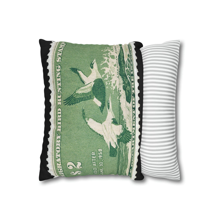 Official 1957-1958 Federal Duck Stamp - Zippered Pillow Cover