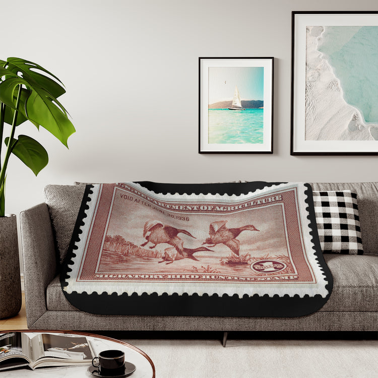 Official 1935-1936 Federal Duck Stamp - Sherpa Blanket