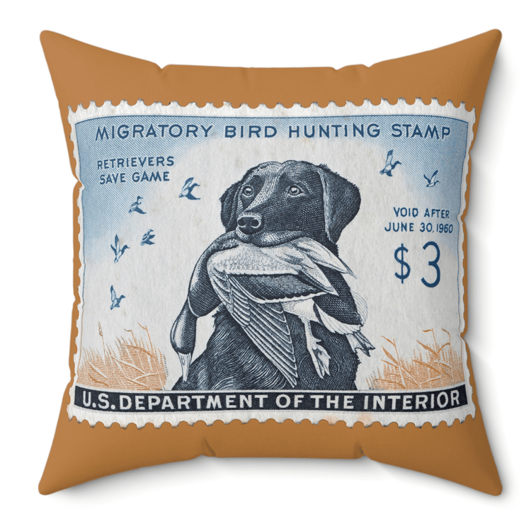 Official 1959-1960 Federal Duck Stamp - Square Light Brown Pillow