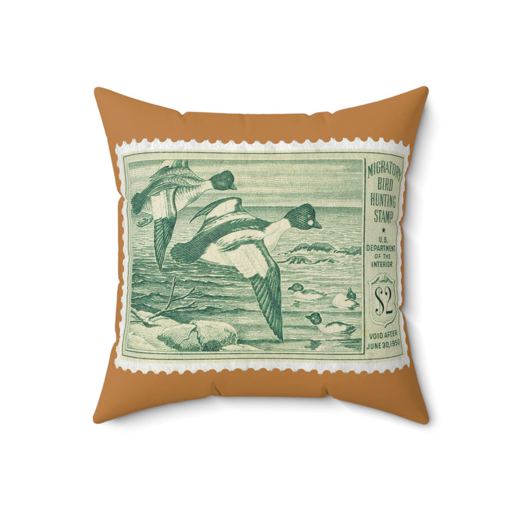 Official 1949-1950 Federal Duck Stamp - Light Brown Pillow