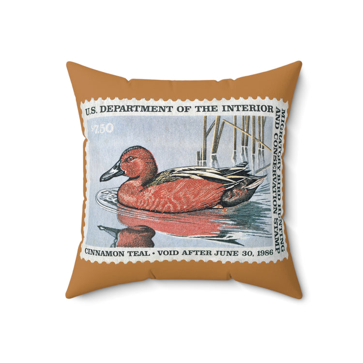 Official 1985-1986 Federal Duck Stamp - Light Brown Pillow