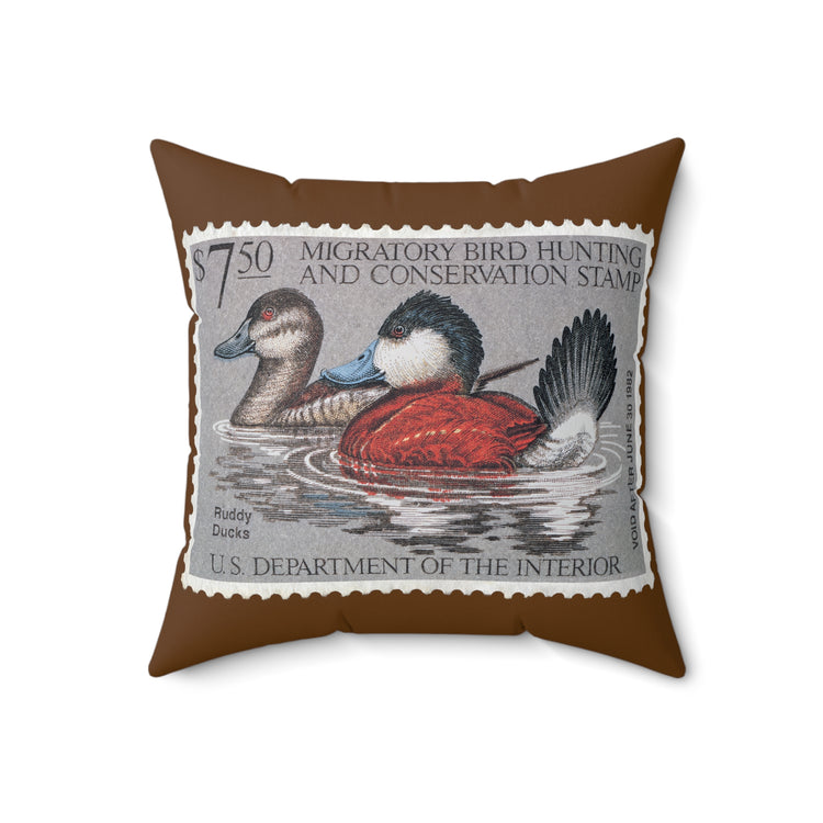 Official 1981-1982 Federal Duck Stamp - Brown Pillow