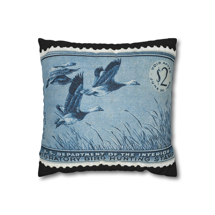 Official 1955-1956 Federal Duck Stamp - Zippered Pillow Cover